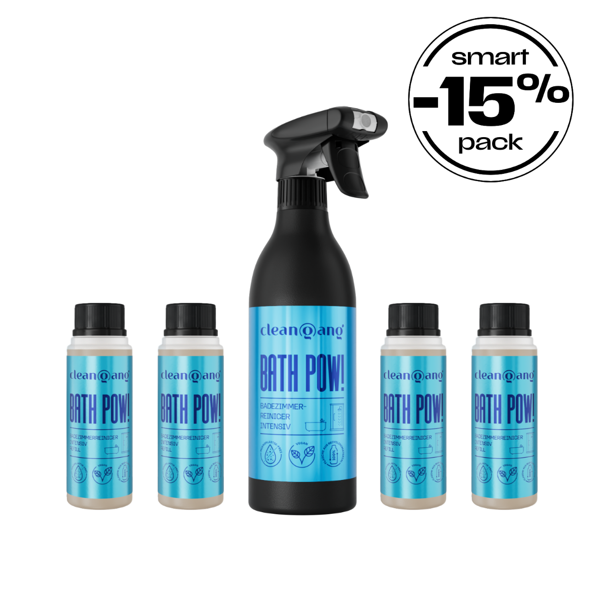 Smart Pack BATH POW! – Badezimmerreiniger Intensiv & Refill-Konzentrate